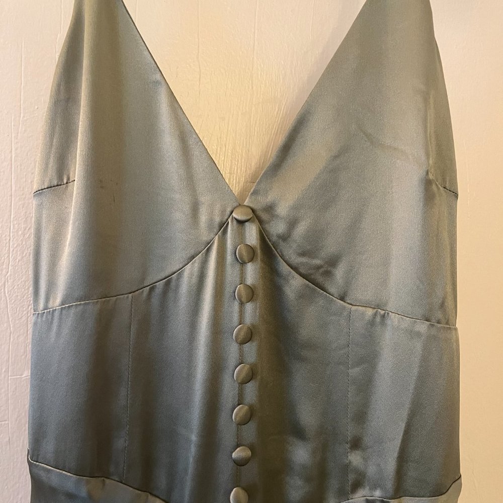Reformation Satin Olive Slip Maxi Dress - Picture 6 of 9